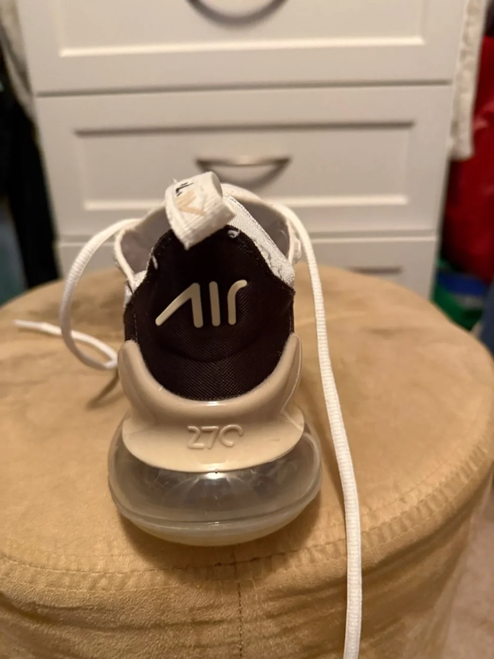 Nike Air Max 270 White Black Cream Women's Athletic Shoes